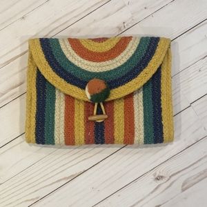 RAINBOW STRIPE FLAP CLUTCH